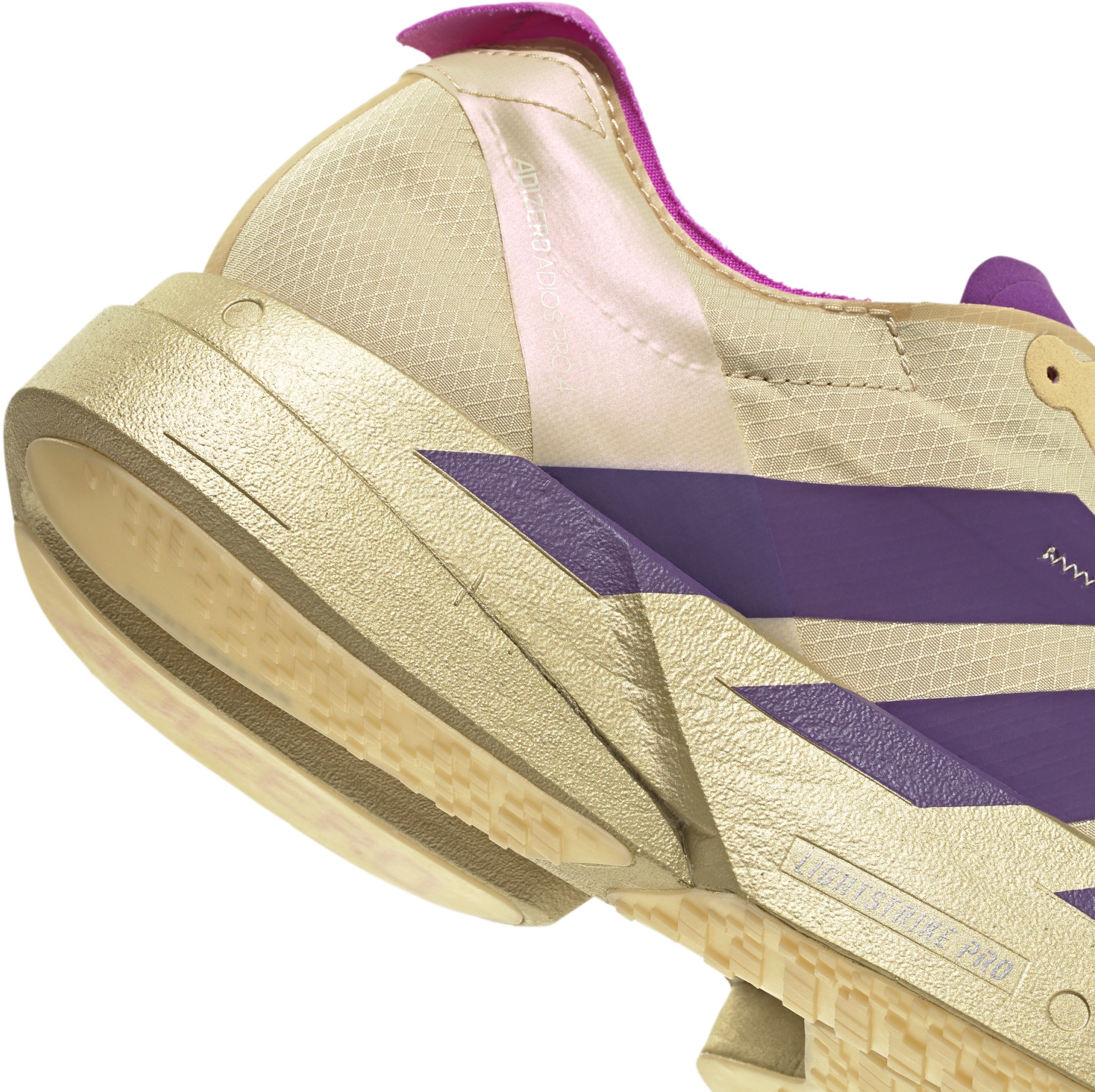adidas Men's Adizero Adios Pro 4 Running Shoes - Sand/Rich Purple/Gold Met. - View 8