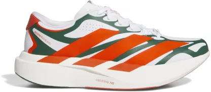 adidas Men's Adizero EVO SL EXO Miami Running Shoes - Ftwr White/Dark Green/Collegiate Orange - View 1