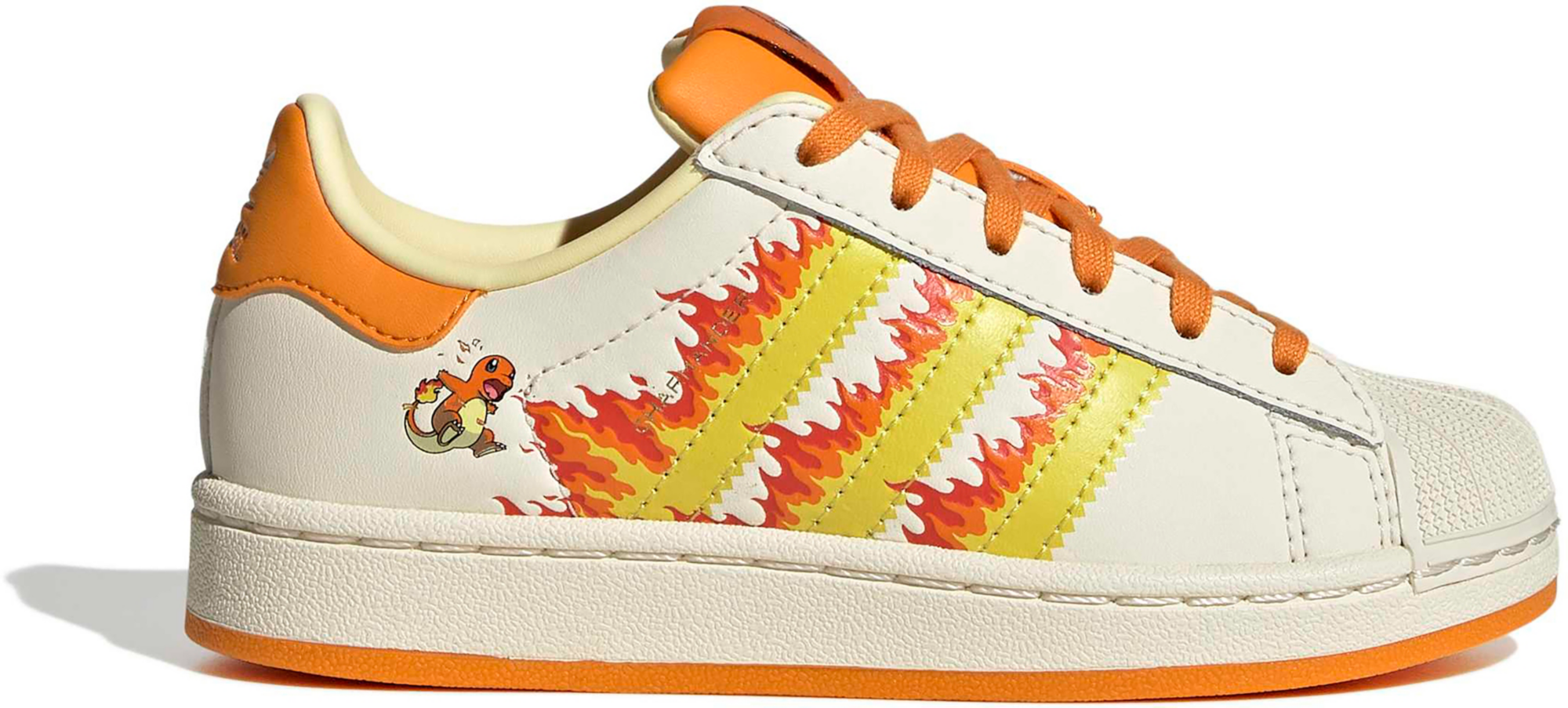 adidas x Pokémon Kids' Preschool Superstar II Shoes - White/Yellow/Orange - View 1