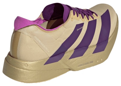 adidas Men's Adizero Adios Pro 4 Running Shoes - Sand/Rich Purple/Gold Met. - View 6