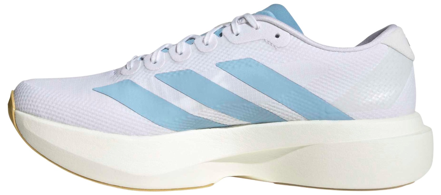 adidas Men's Adizero EVO SL Woven Running Shoes - Ftwr White/Clear Blue/Matte Gold - View 4