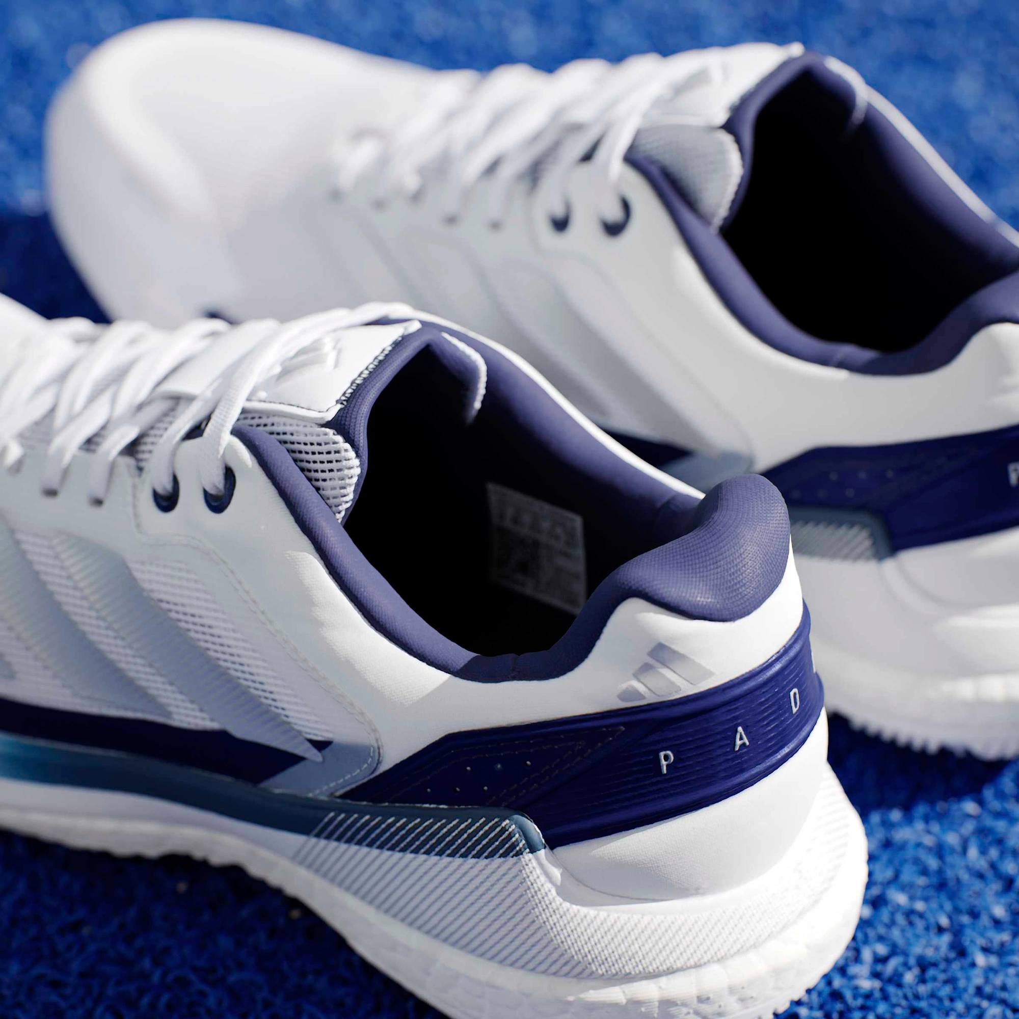 adidas Men's Crazyquick BOOST Padel Shoes - Ftwr White/Silver Met./Dark Blue - View 3