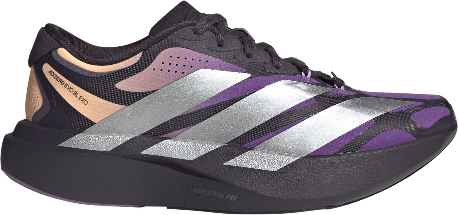 adidas Women's Adizero EVO SL EXO  Running Shoes - Aurora Black/Silver Met./Active Purple - View 1