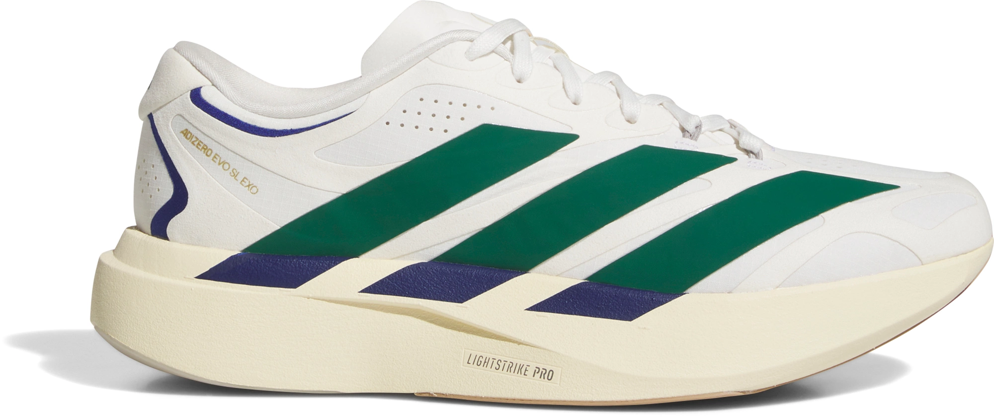 adidas Men's Adizero EVO SL EXO Suede Running Shoes - White/Collegiate Green/Cream - View 1