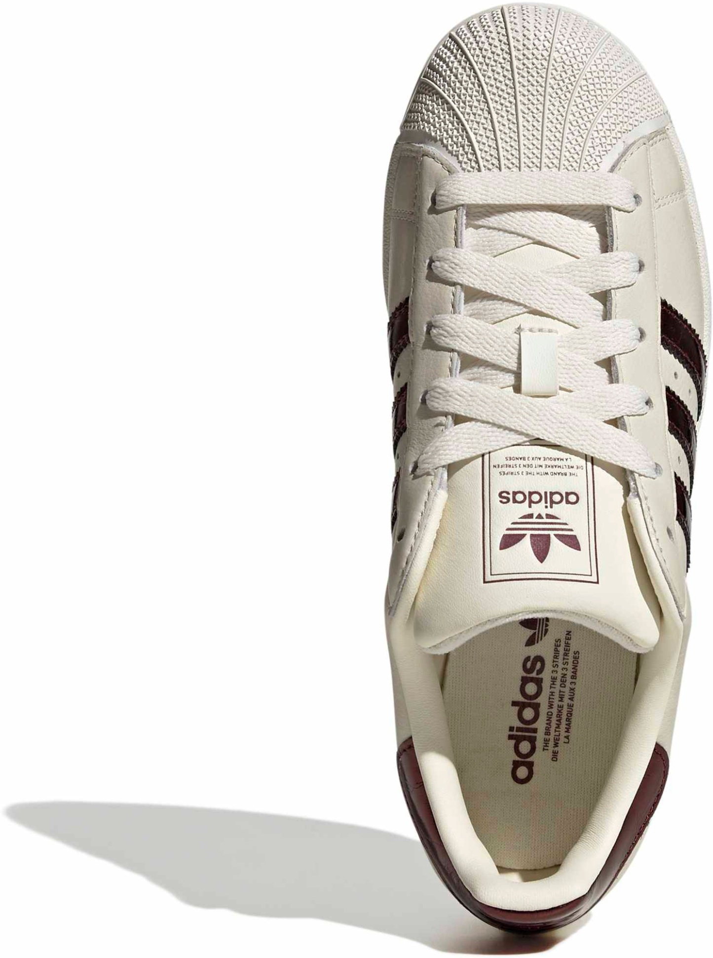 adidas Women's Superstar II Shoes - Off White/Maroon/Gold Met - View 2