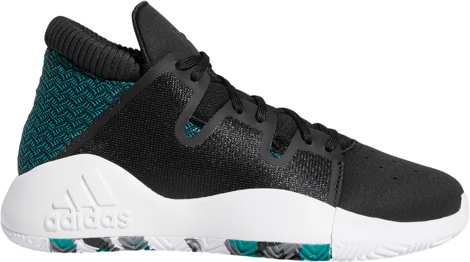 adidas Kids' Grade School Pro Vision Basketball Shoes - Black/Green - View 1