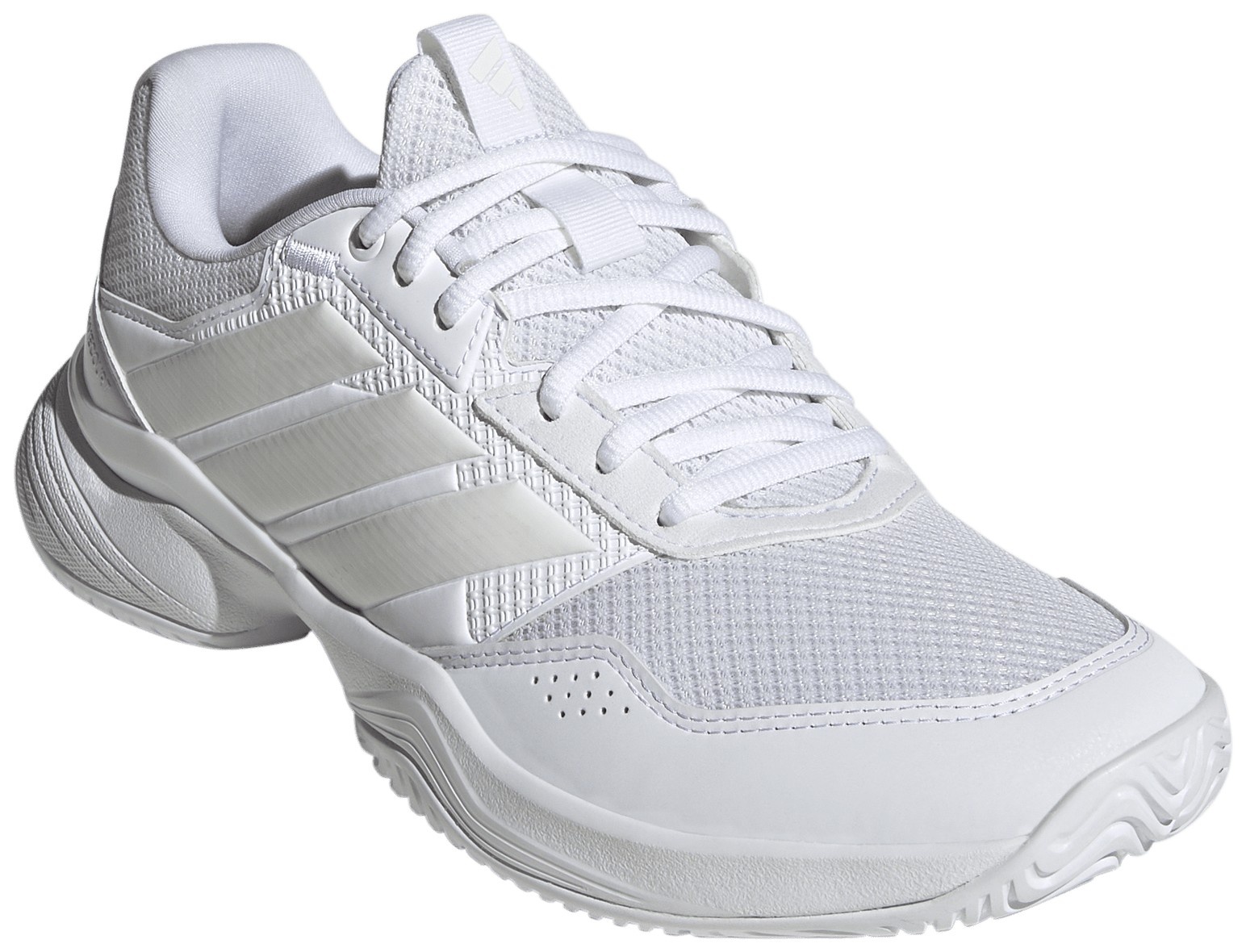 adidas Women's GameCourt 3 All Court Tennis Shoes - Ftwr White/Zero Met./Ftwr White - View 5