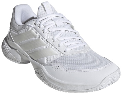 adidas Women's GameCourt 3 All Court Tennis Shoes - Ftwr White/Zero Met./Ftwr White - View 5