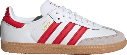 adidas Kids' Grade School Samba OG Shoes - White/Red - View 1