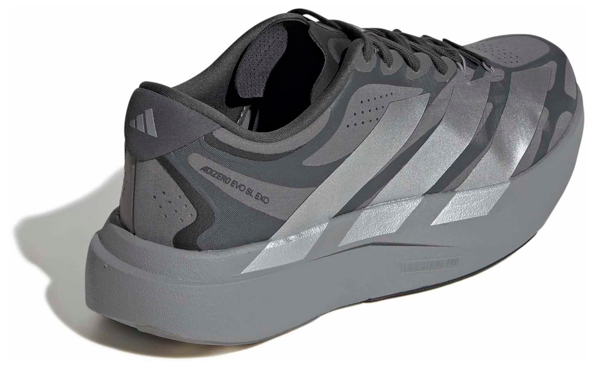 adidas Men's Adizero EVO SL EXO Running Shoes - Grey/Silver Mtllc/Grey - View 6