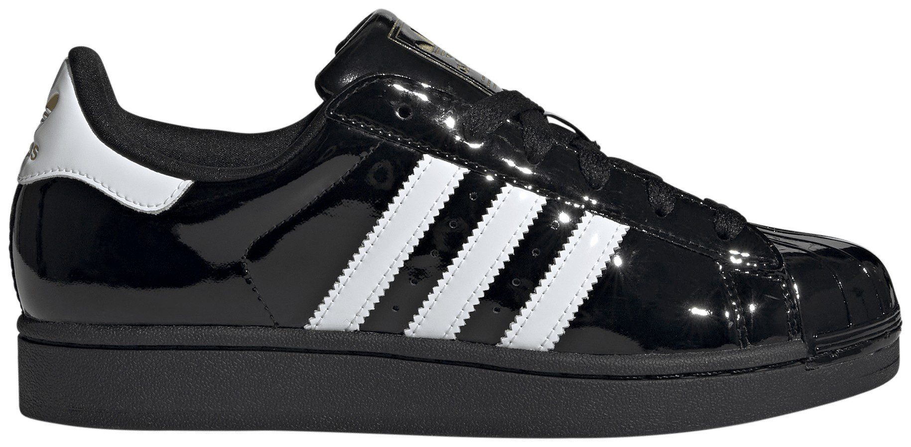 adidas Women's Superstar II Shoes - Patent Leather Black/White - View 1