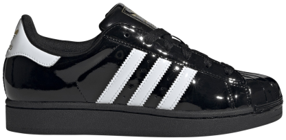 adidas Women's Superstar II Shoes - Patent Leather Black/White - View 1