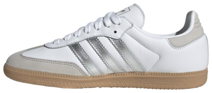 adidas Women's Samba OG Shoes - White/Silver/Gum - View 6