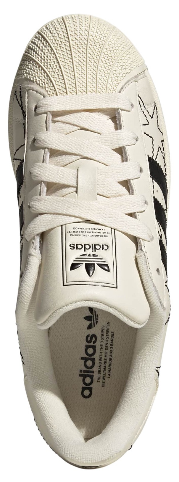 adidas Women's Superstar II Shoes - Cream White/Core Black/Cream White - View 2