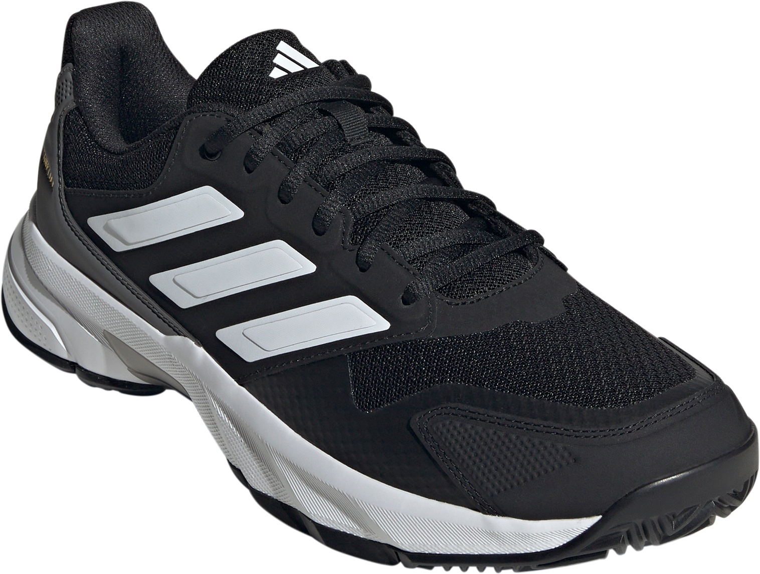 adidas Men's CourtJam Control 3 Tennis Shoes - Black/White/Grey - View 5