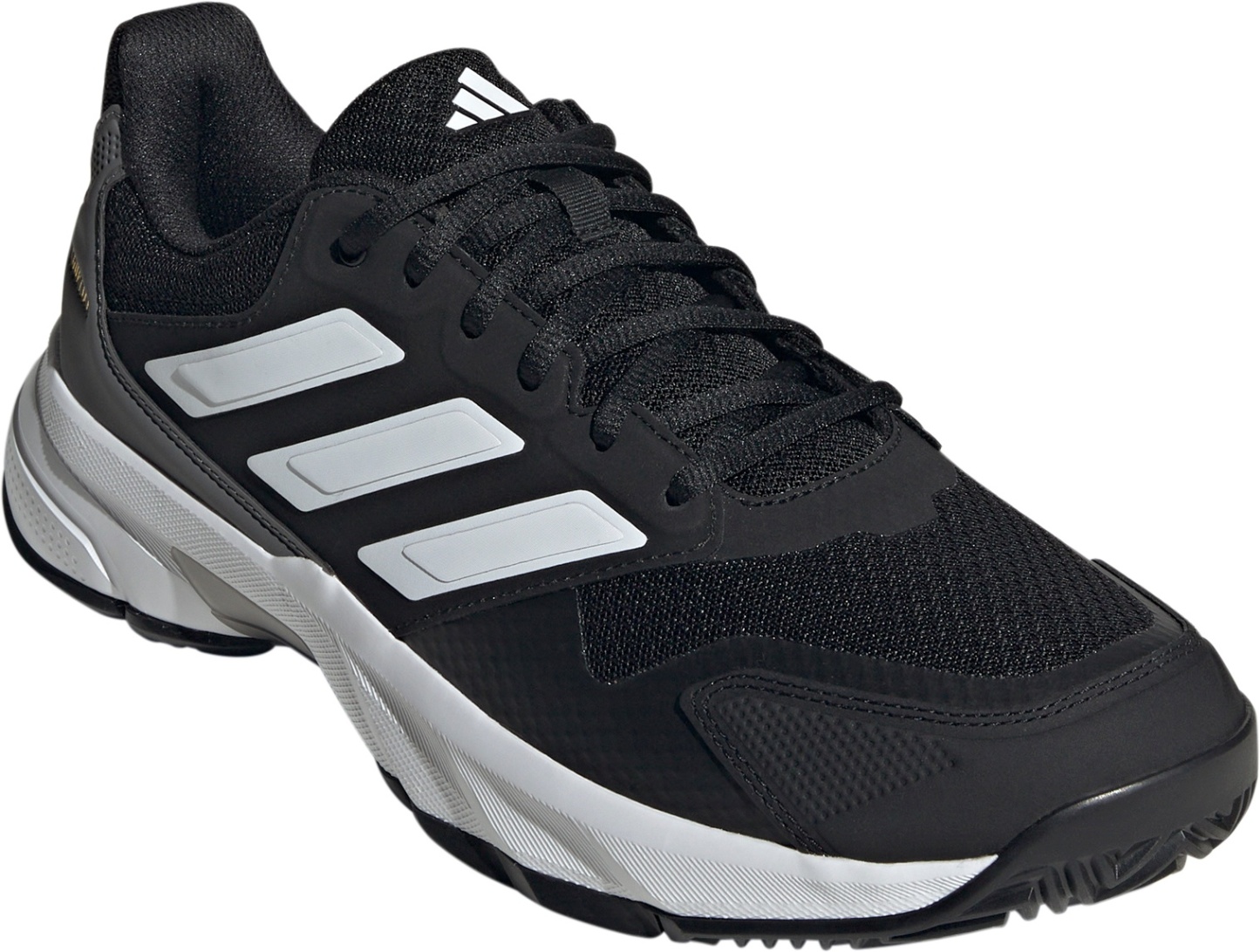 adidas Men's CourtJam Control 3 Tennis Shoes - Black/White/Grey - View 5