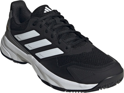 adidas Men's CourtJam Control 3 Tennis Shoes - Black/White/Grey - View 5