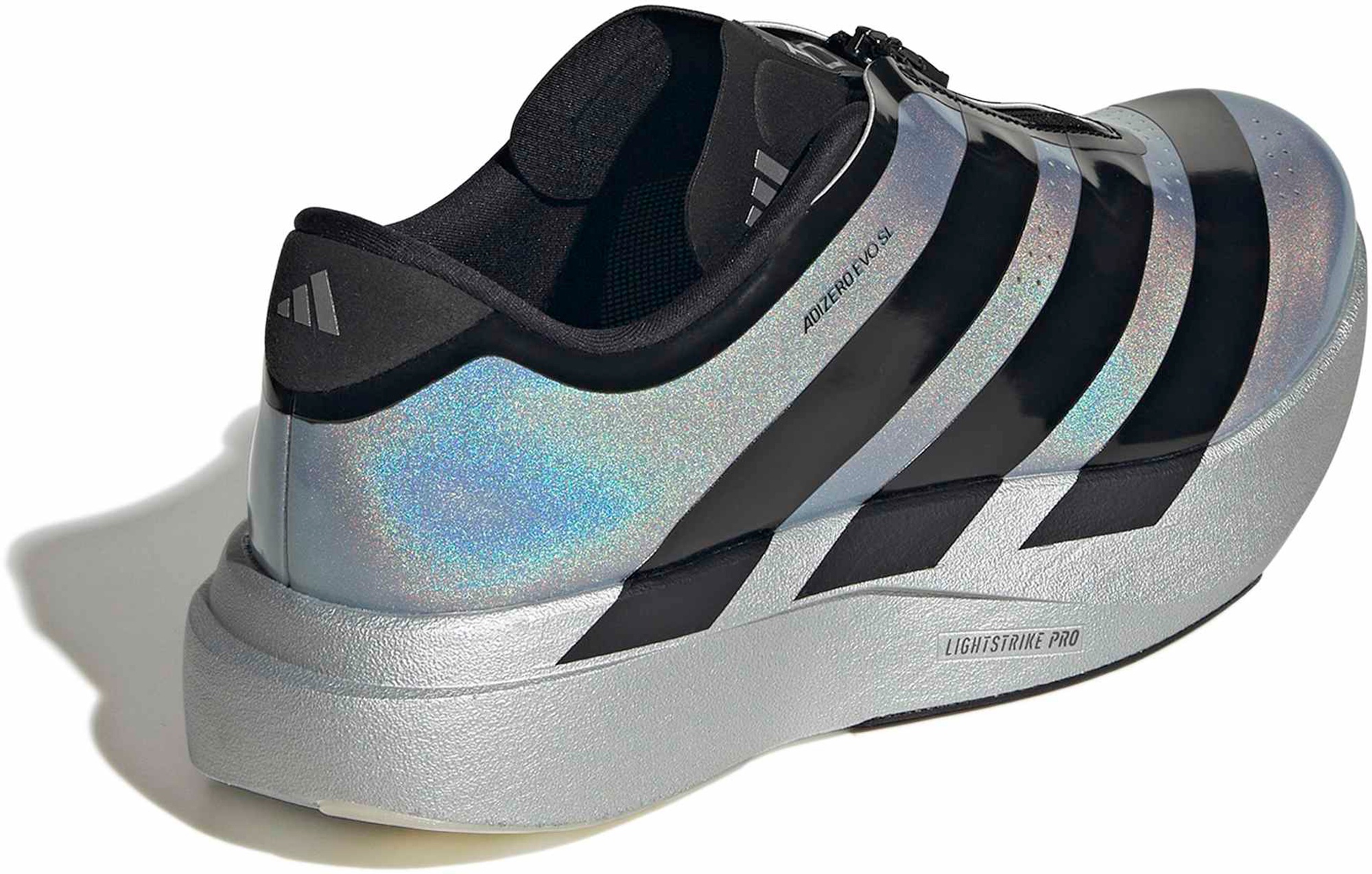adidas Men's Adizero EVO SL Zip Running Shoes - Silver Mtllc/Black/Halo Silver - View 6