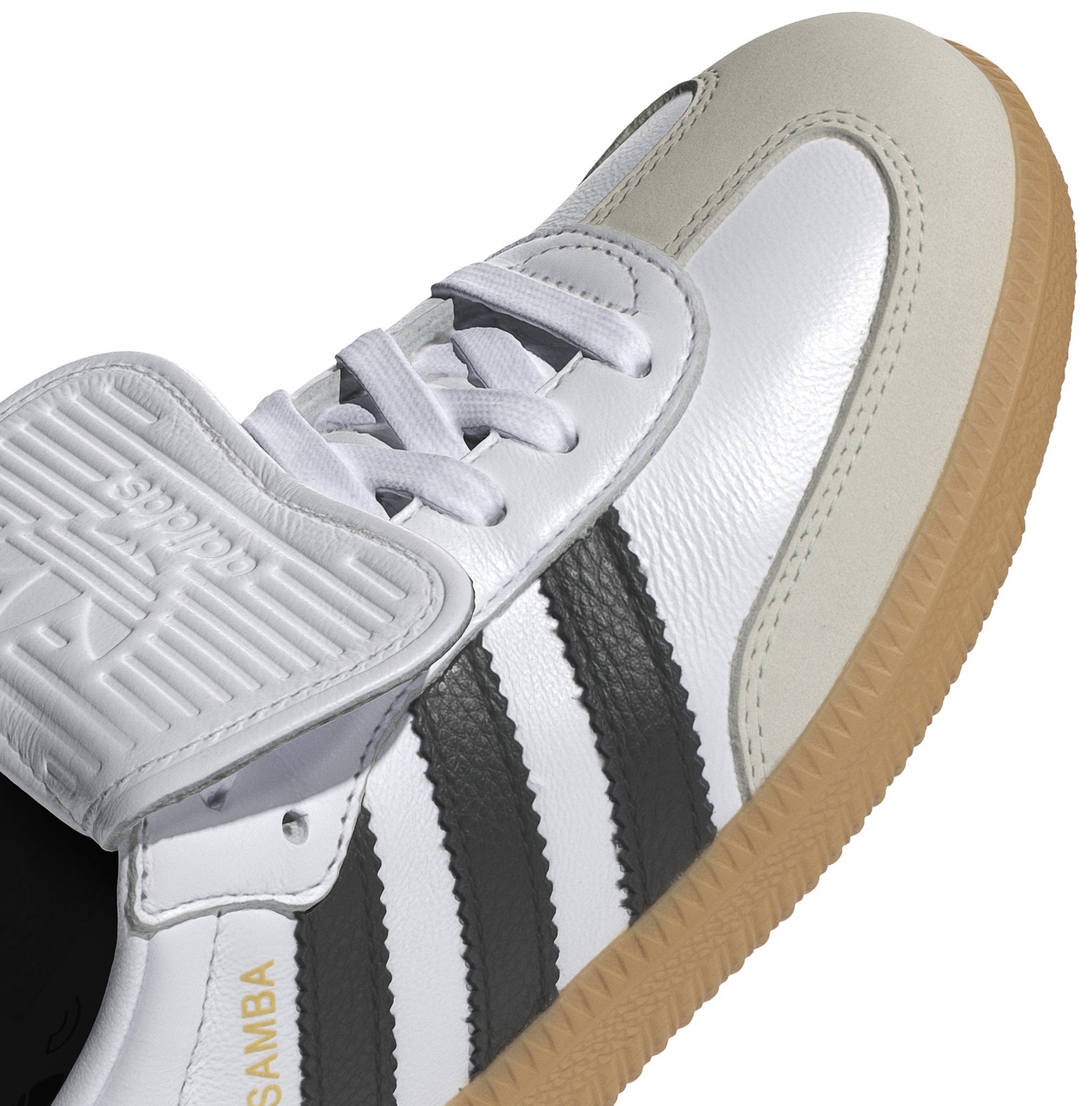adidas Women's Long Tongue Samba Shoes - Ftwr White/Core Black/Gold Met - View 7