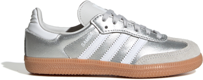 adidas Kids' Preschool Samba OG Shoes - Silver Met/Ftwr White/Gum 3 - View 1
