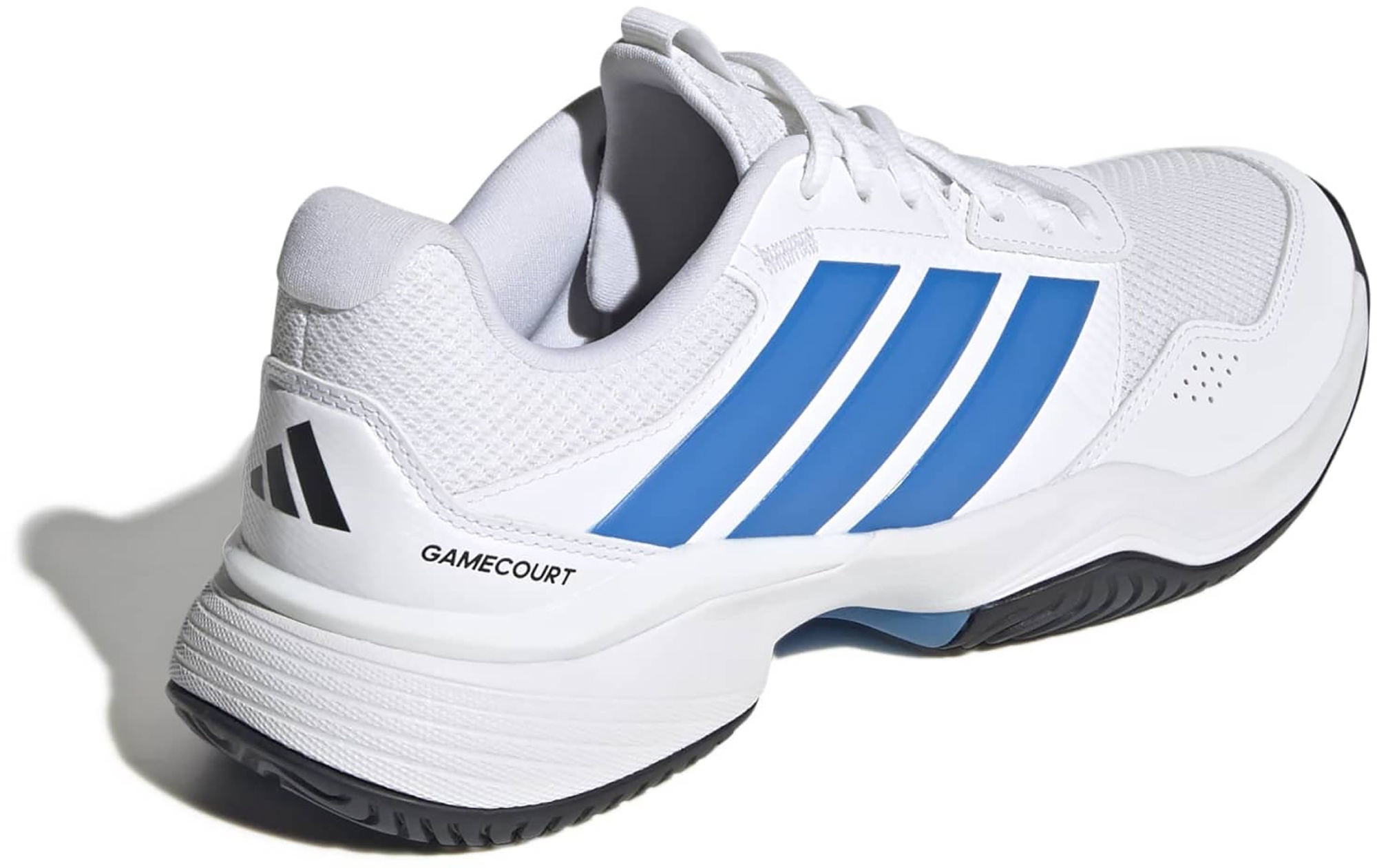 adidas Men's GameCourt 3 All Court Tennis Shoes - Ftwr White/Lucid Blue/Core Blk - View 6