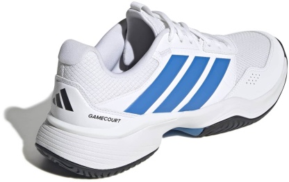 adidas Men's GameCourt 3 All Court Tennis Shoes - Ftwr White/Lucid Blue/Core Blk - View 6