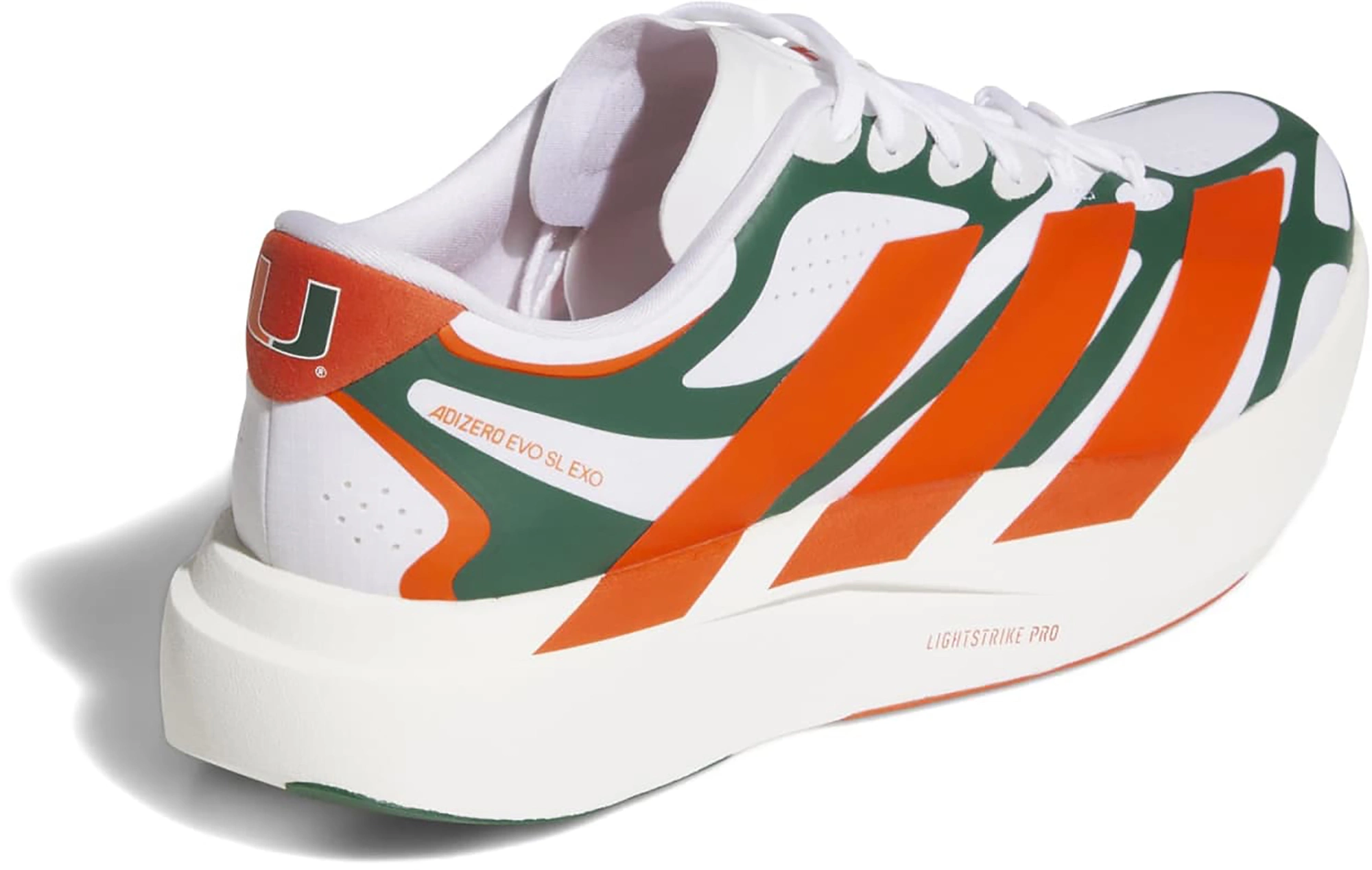 adidas Men's Adizero EVO SL EXO Miami Running Shoes - Ftwr White/Dark Green/Collegiate Orange - View 7