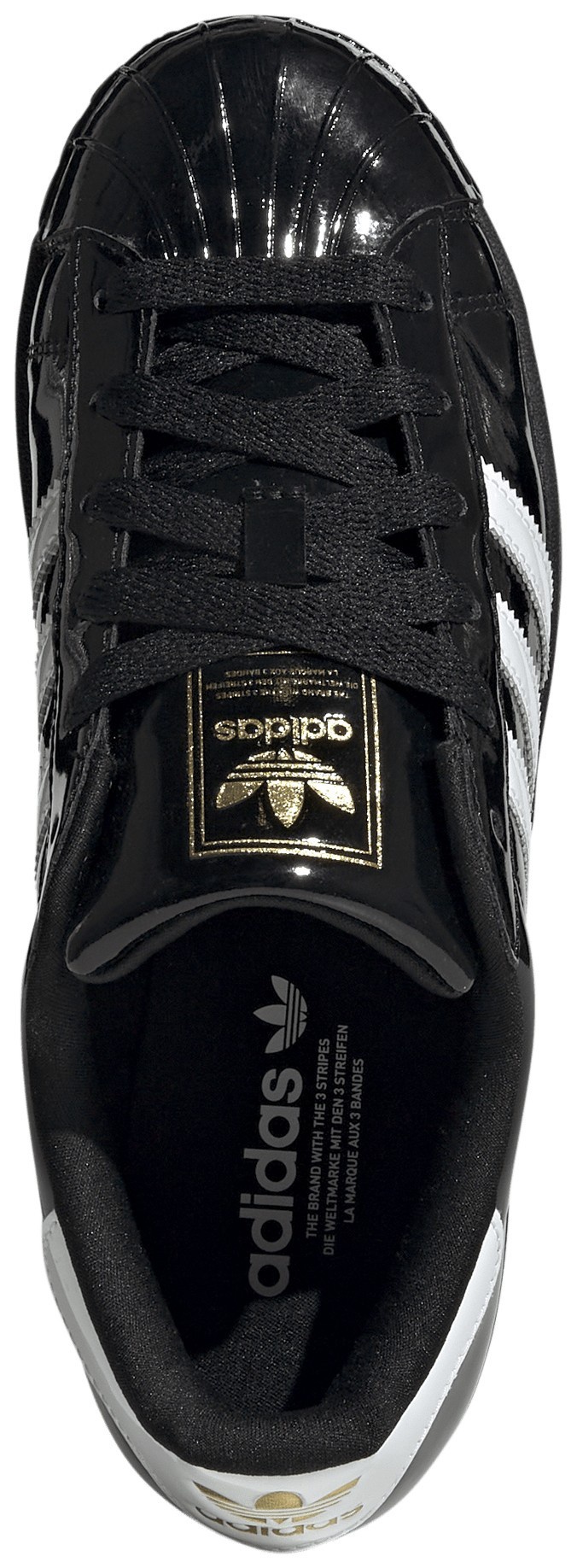 adidas Women's Superstar II Shoes - Patent Leather Black/White - View 4