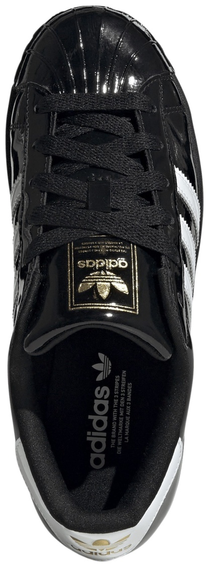 adidas Women's Superstar II Shoes - Patent Leather Black/White - View 4