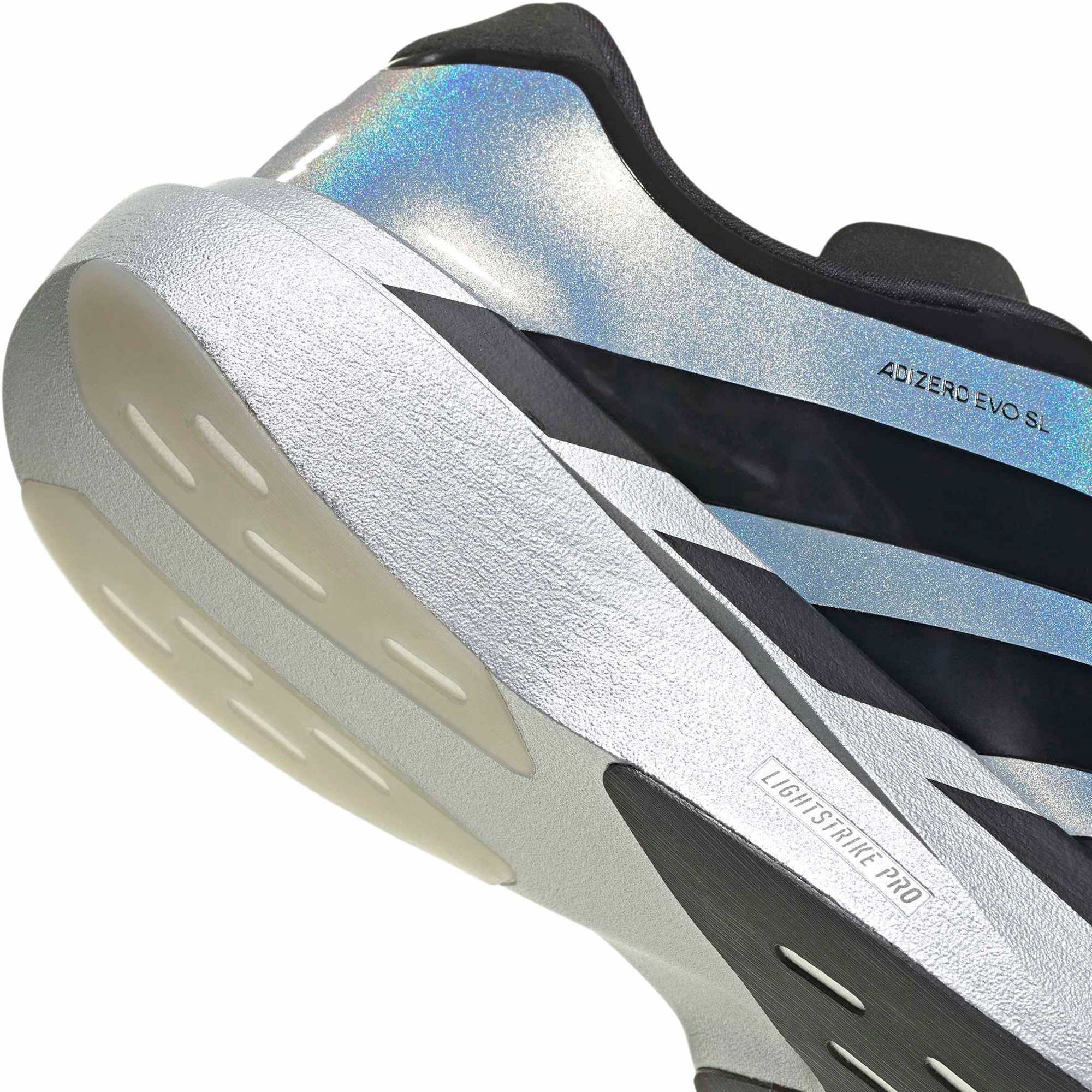 adidas Men's Adizero EVO SL Zip Running Shoes - Silver Mtllc/Black/Halo Silver - View 8