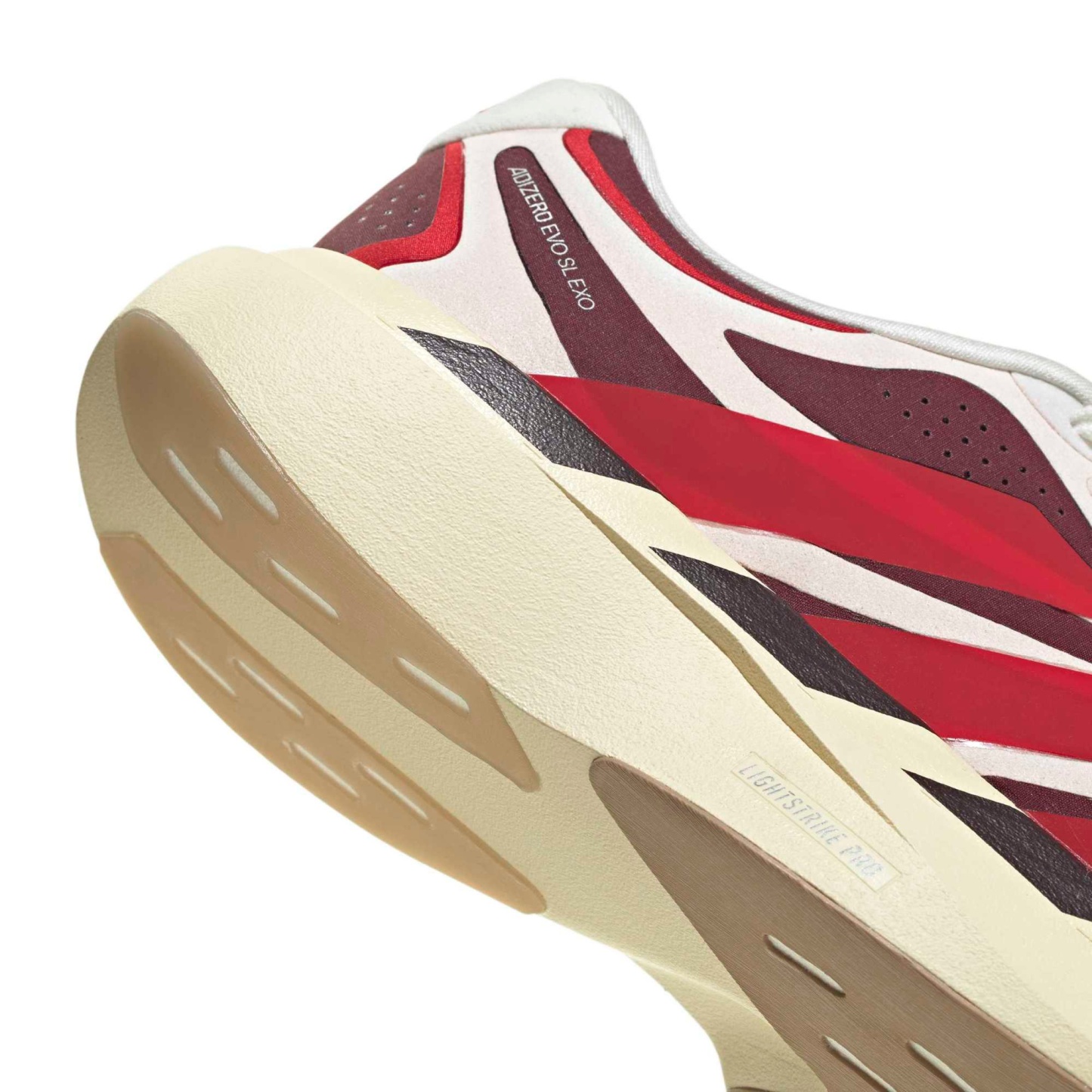 adidas Men's Adizero EVO SL EXO Suede Running Shoes - Off White/Better Scarlet/Maroon - View 8