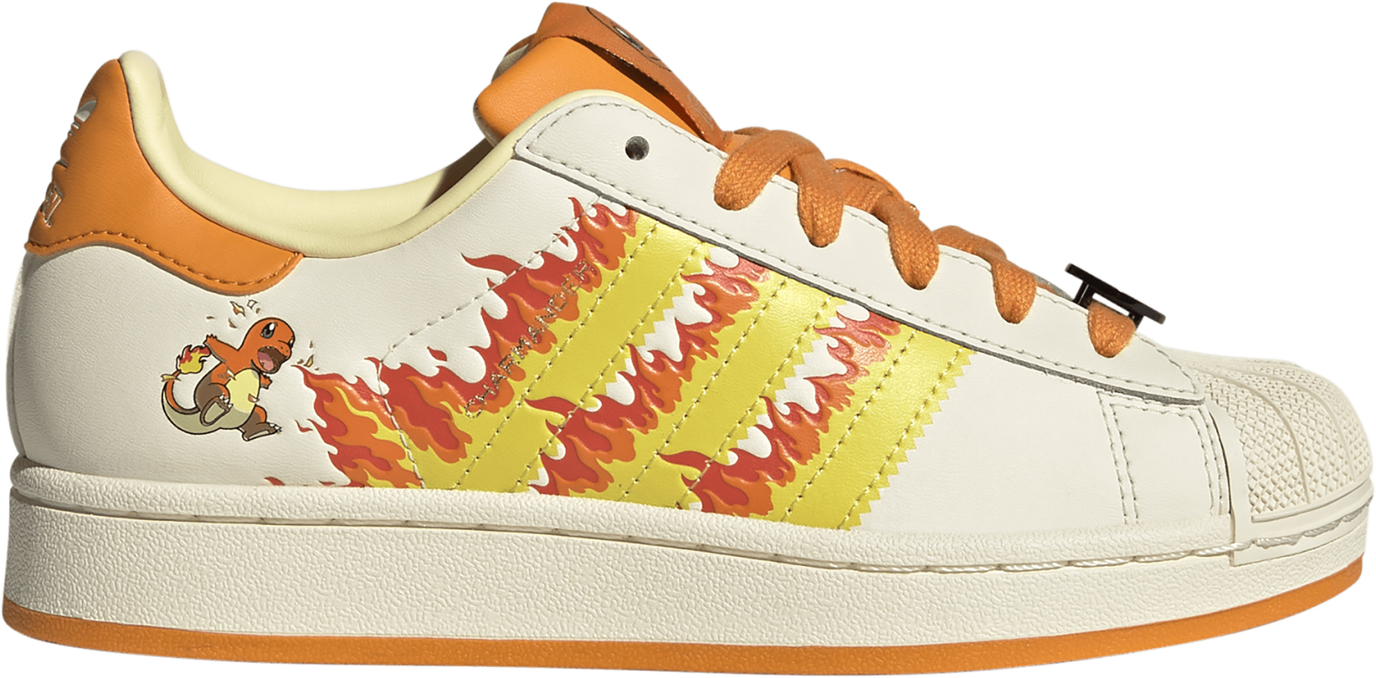 adidas Kids' Grade School Superstar II Shoes - Cream White/Shock Yellow/Bright Orange - View 1