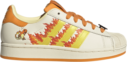 adidas Kids' Grade School Superstar II Shoes - Cream White/Shock Yellow/Bright Orange - View 1