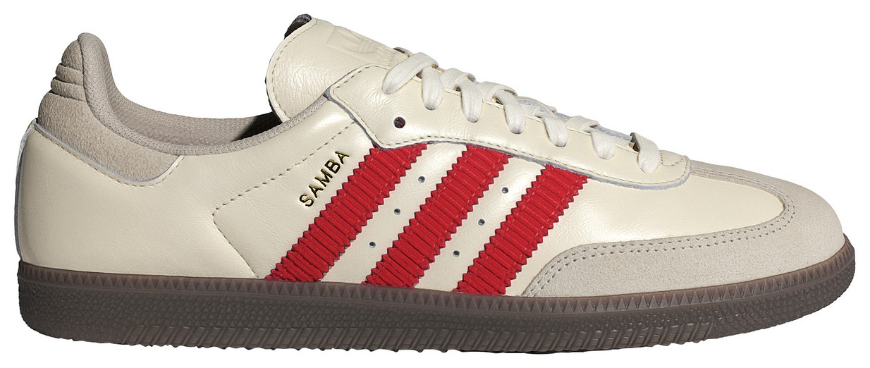 adidas Samba OG Shoes - Off White/Better Scarlet/Gum5 - View 1