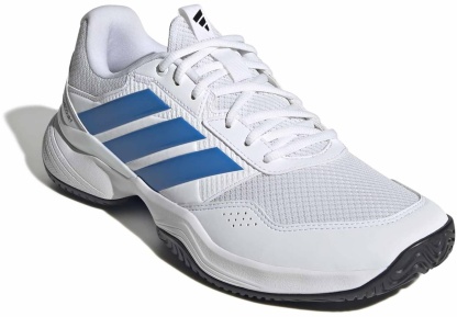 adidas Men's GameCourt 3 All Court Tennis Shoes - Ftwr White/Lucid Blue/Core Blk - View 5