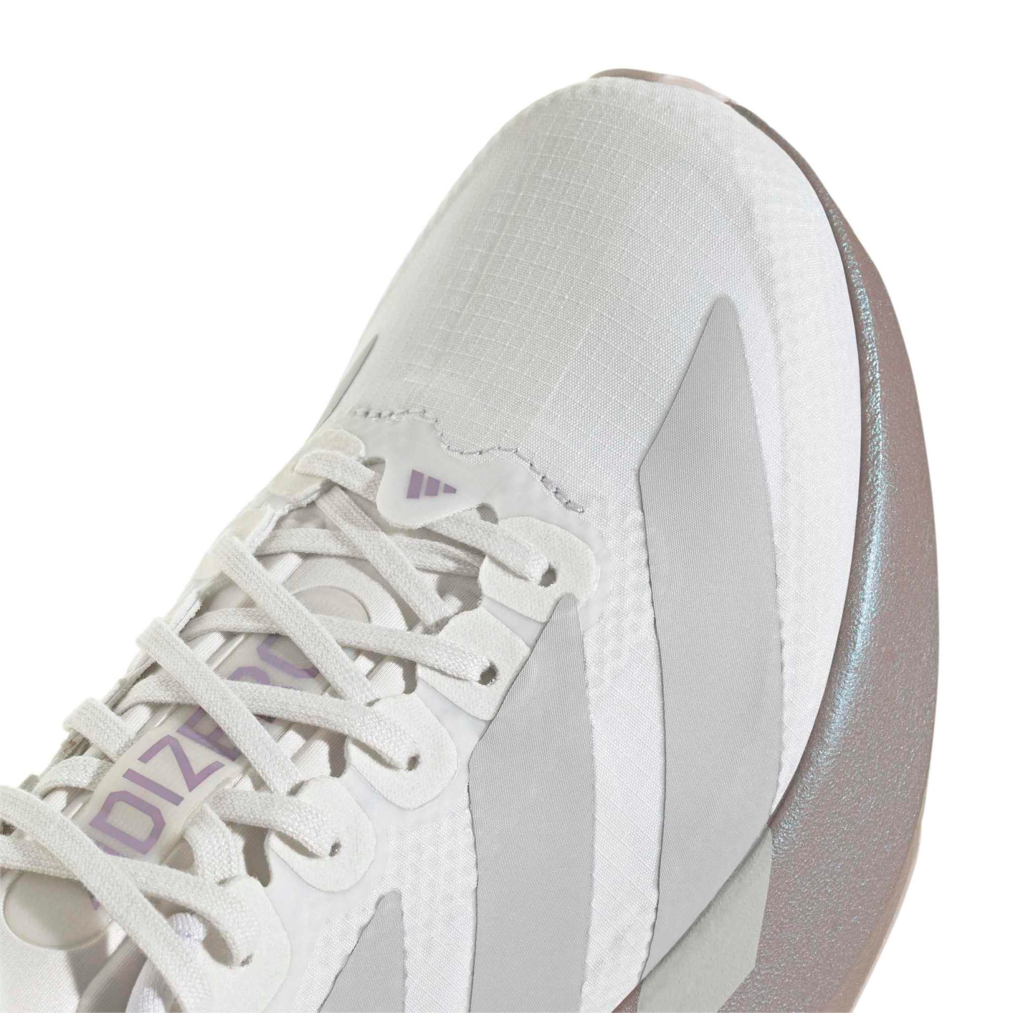 adidas Women's Adizero EVO SL Woven Running Shoes - White/Grey/Purple - View 7