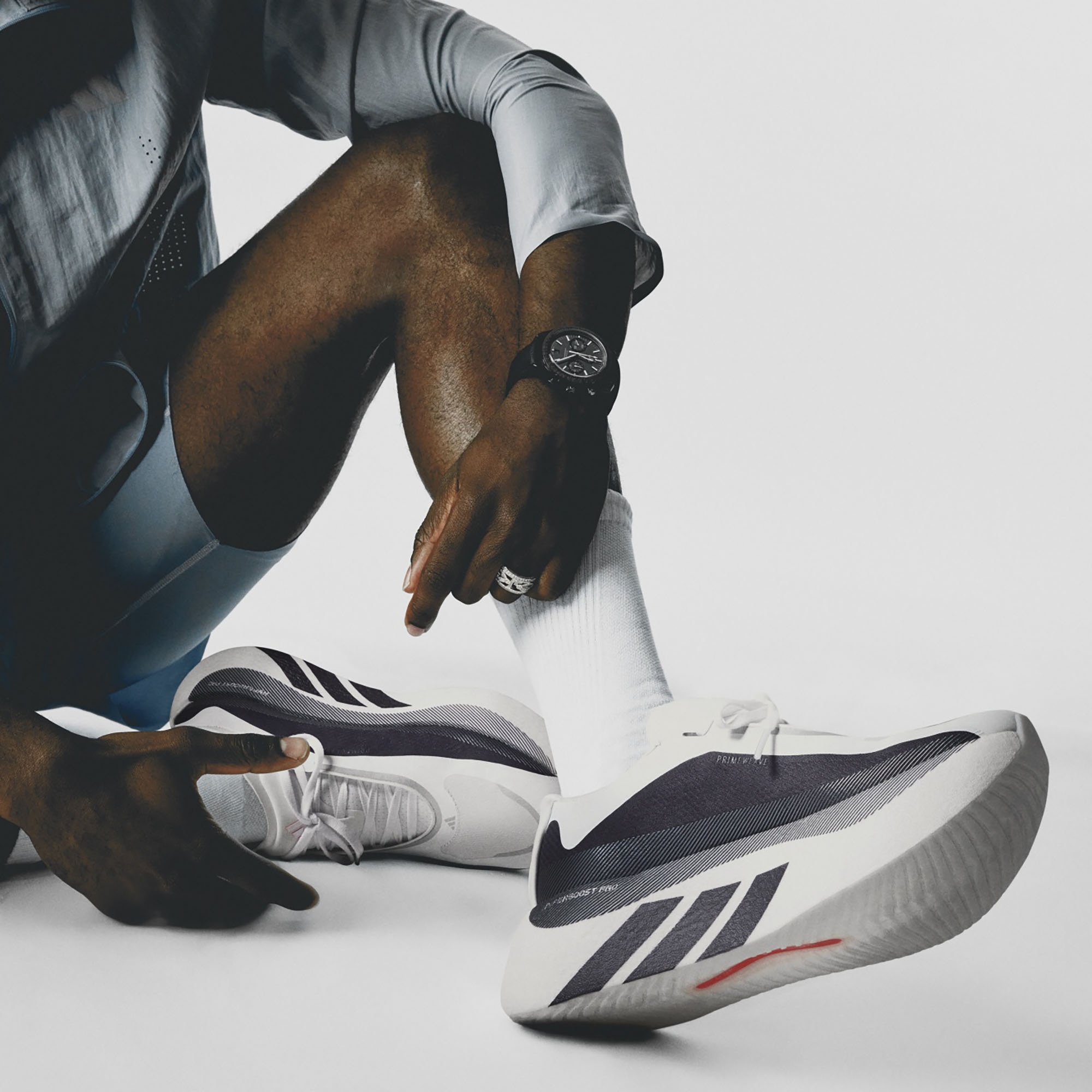 adidas Men's Hyperboost Edge Running Shoes - White/Auror Onix/Solar Turbo - View 4