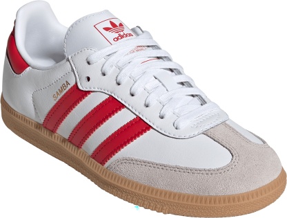 adidas Kids' Grade School Samba OG Shoes - White/Red - View 5