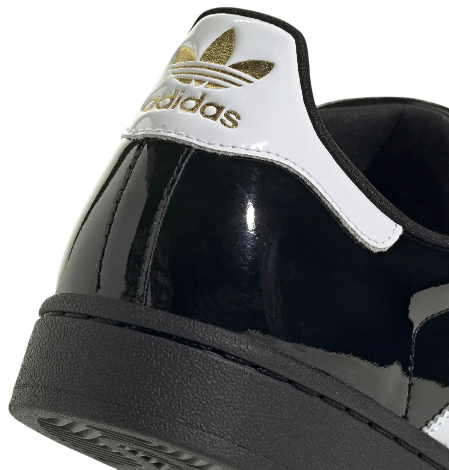 adidas Women's Superstar II Shoes - Patent Leather Black/White - View 2