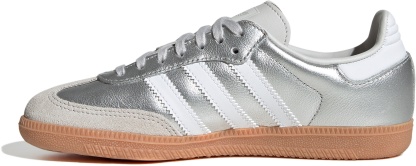 adidas Kids' Grade School Samba OG Shoes - Silver Met/Ftwr White/Gum 3 - View 4