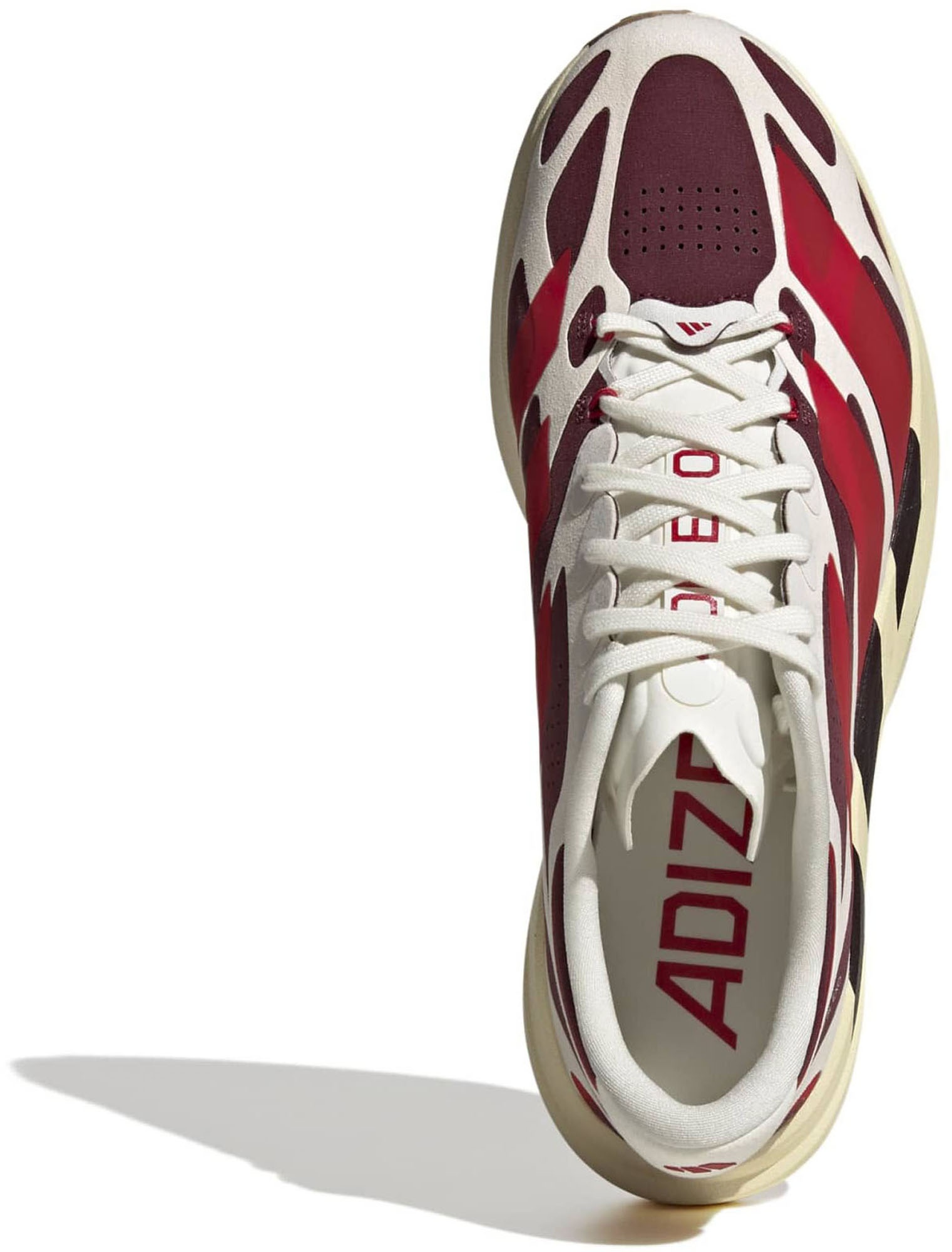 adidas Men's Adizero EVO SL EXO Suede Running Shoes - Off White/Better Scarlet/Maroon - View 2