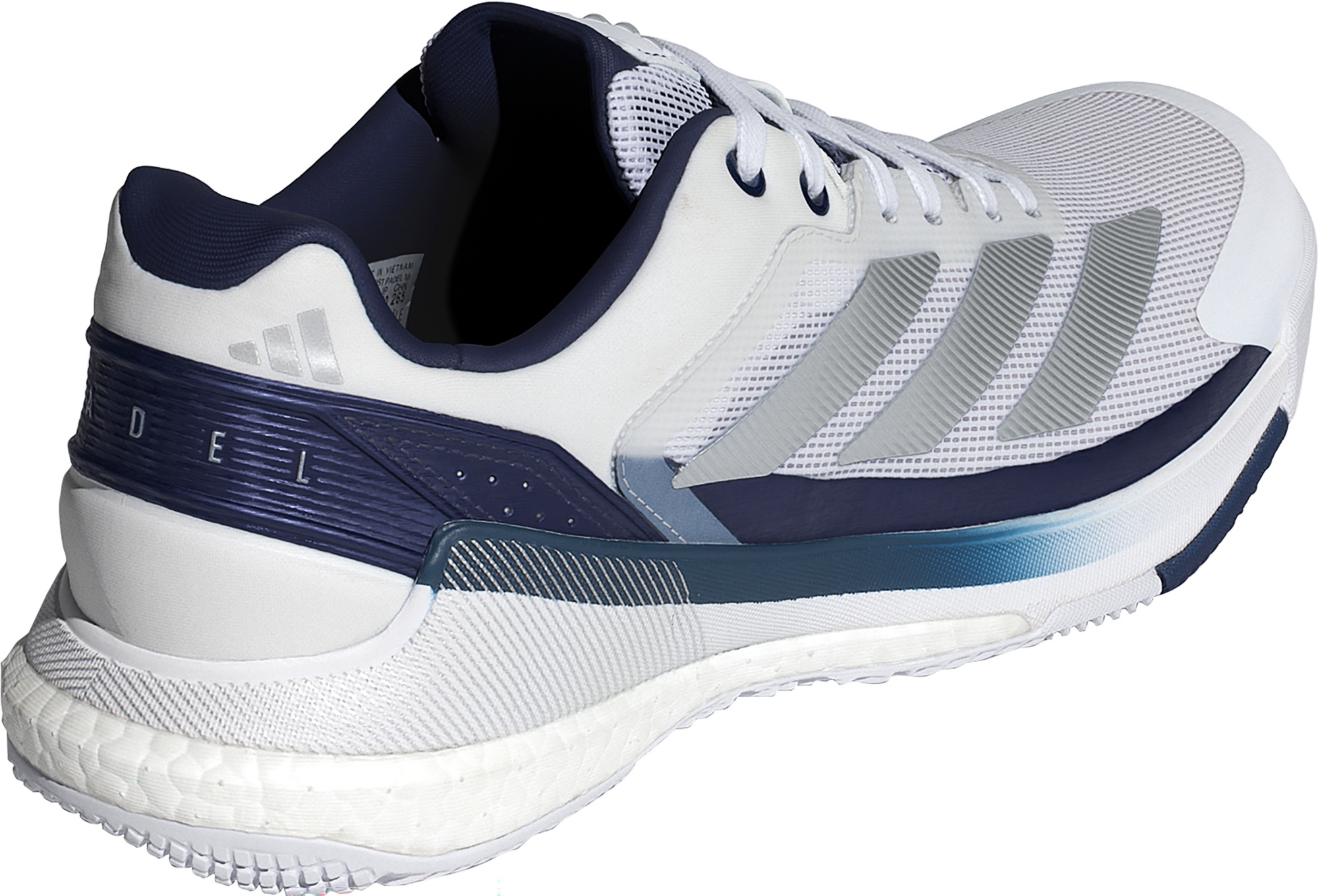 adidas Men's Crazyquick BOOST Padel Shoes - Ftwr White/Silver Met./Dark Blue - View 8