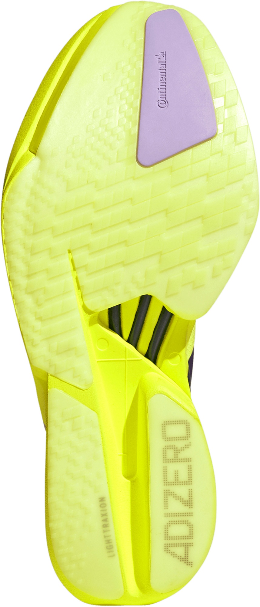 adidas Men's Adizero Adios Pro 4 Running Shoes - Solar Yellow/Aurora Plum/Powder Plum - View 3