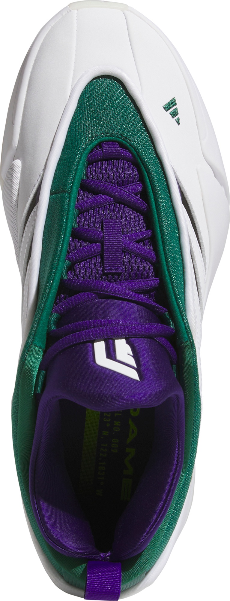 adidas Dame 9 Low Basketball Shoes - White/Navy/Green - View 2