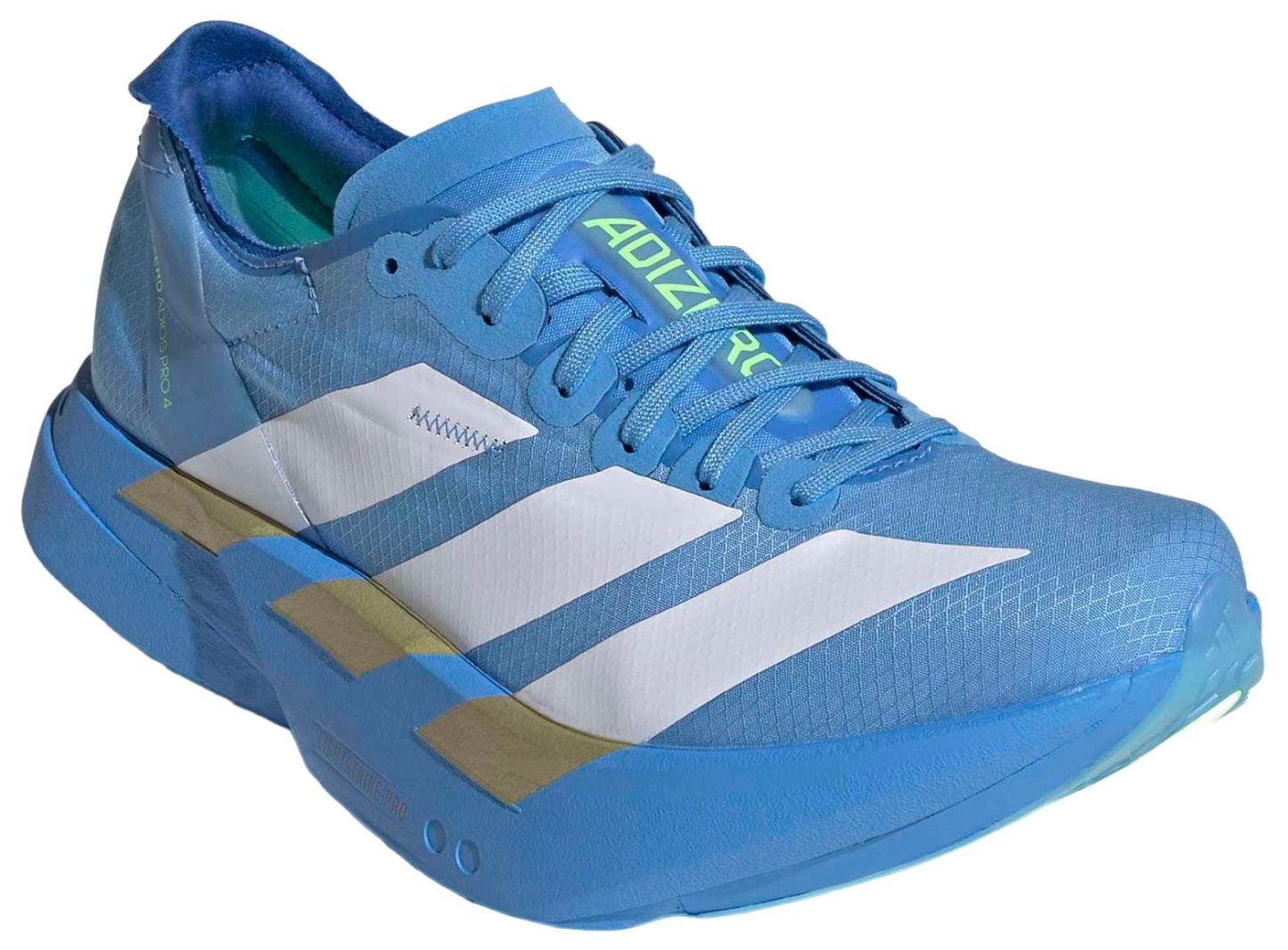 adidas Women's Adizero Adios Pro 4 Running Shoes - White/White/Lime Burst - View 5
