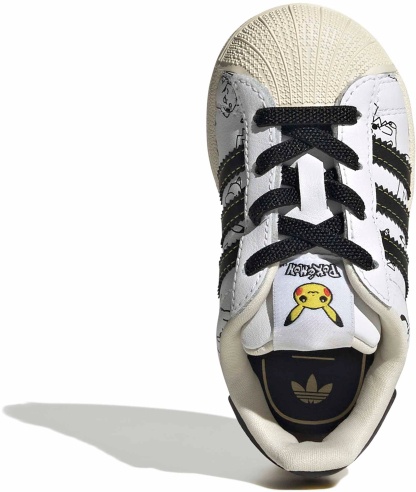 adidas Toddler Pokémon Superstar II Shoes - Ftwr White/Core Black/Gold Met. - View 3