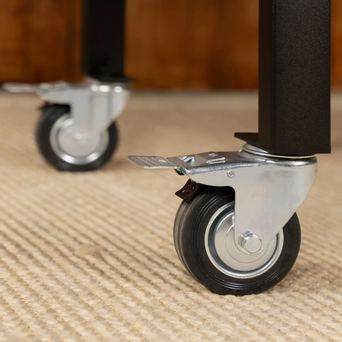 Two Locking Swivel Casters The griddle's two locking swivel casters shown in detail.