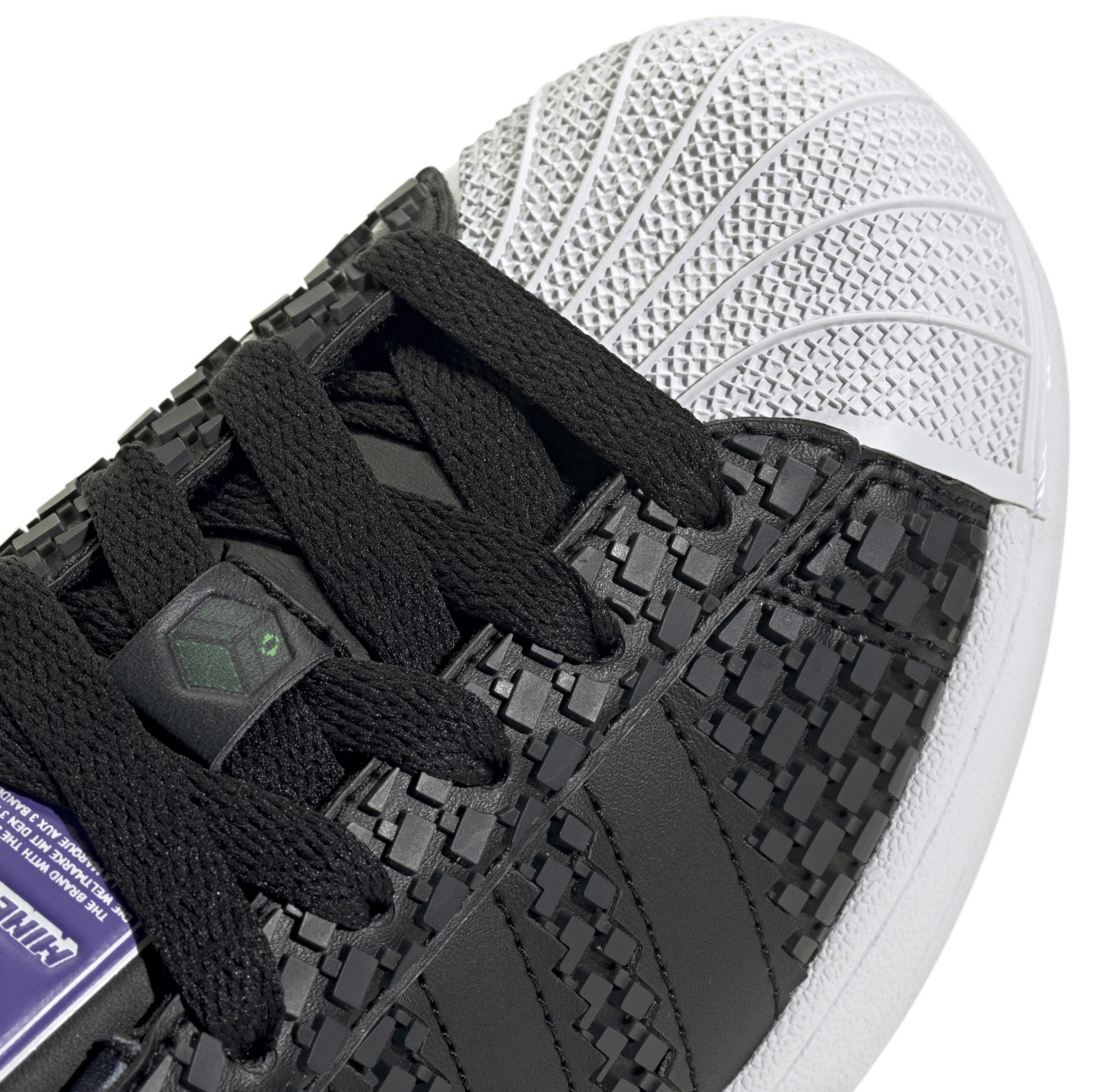 adidas Kids' Grade School Minecraft Superstar II Shoes - Black/Black/White - View 7