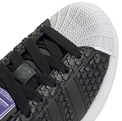 adidas Kids' Grade School Minecraft Superstar II Shoes - Black/Black/White - View 7