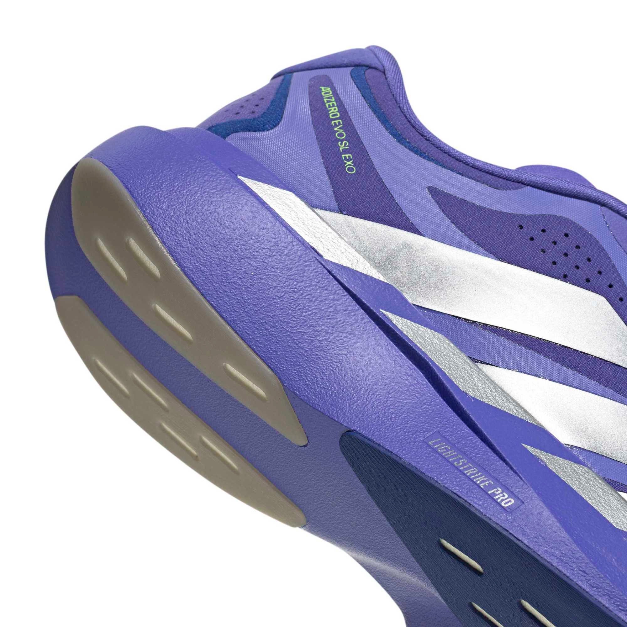 adidas Men's Adizero EVO SL EXO Running Shoes - Solar Purple/Silver Met./Pure Purple - View 8